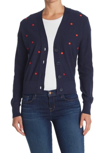 Imbracaminte femei jcrew v-neck dot print cardigan navy red dot