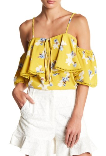 J.o.a. Imbracaminte femei joa cold shoulder floral blouse yellow mul