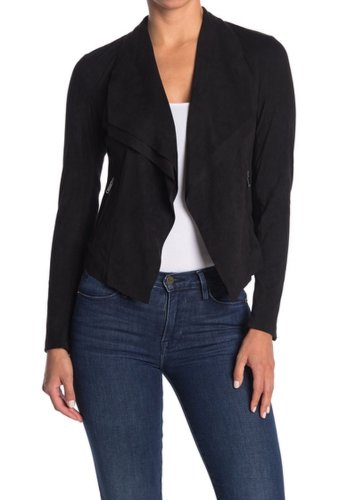 Imbracaminte femei joan vass long sleeve drape front faux suede jacket black