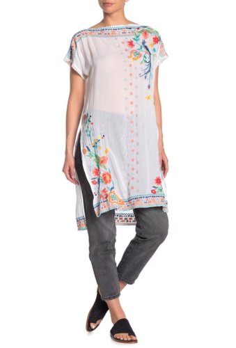 Imbracaminte femei johnny was dahlia highlow embroidered tunic white