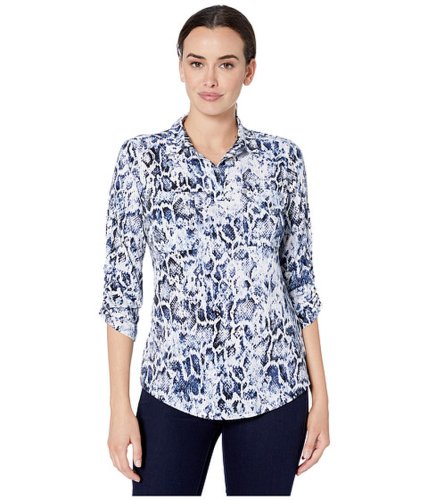 Imbracaminte femei jones new york ruched sleeve utility shirt luxe python bluebell combo