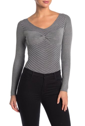 Imbracaminte femei kendall and kylie scoop neck long sleeve rib knit bodysuit antique sttone
