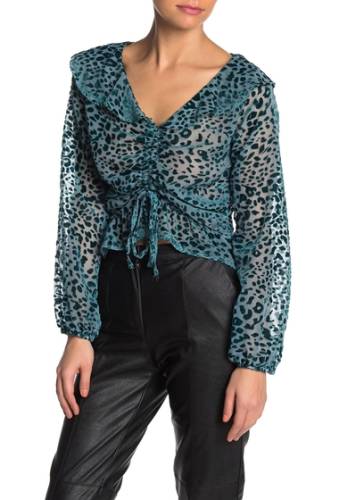 Imbracaminte femei kendall and kylie velvet leopard print ruched top blue leopard