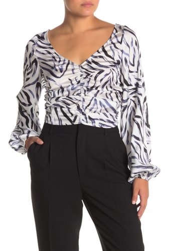Imbracaminte femei kendall kylie billow sleeve print v-neck blouse zebra