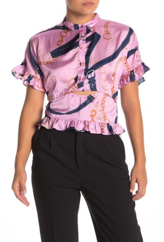 Imbracaminte femei kendall kylie ruffle cutout short sleeve blouse cliquot