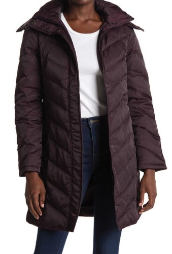 Imbracaminte femei kenneth cole new york faux fur trimmed removable hood quilted down puffer jacket sangria