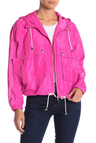 Imbracaminte femei know one cares lightweight cargo pocket hooded zip jacket neon pink