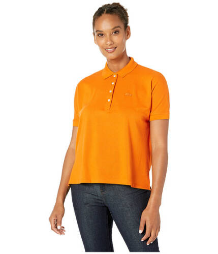 Imbracaminte femei lacoste short sleeve relaxed fit lyocell-cotton polo abricotine