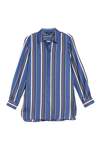 Imbracaminte femei lafayette 148 new york barry striped silk tunic blouse tile blue
