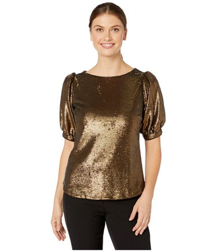 Imbracaminte femei lauren ralph lauren metallic sequined shirt bronze