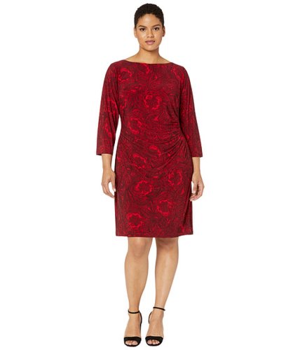 Imbracaminte femei lauren ralph lauren plus size print jersey dress parlor redblack