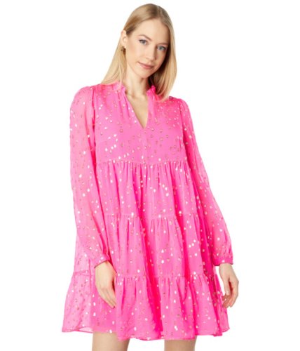 Imbracaminte femei lilly pulitzer sarita silk dress pink topaz gold metallic silk clip