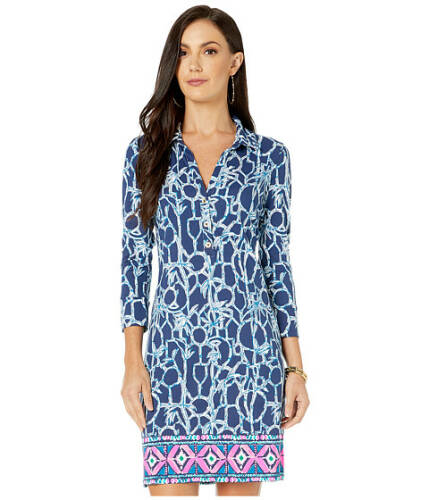 Imbracaminte femei lilly pulitzer upf 50 ansley polo dress high tide navy lucky bamboo engineered ansley dress