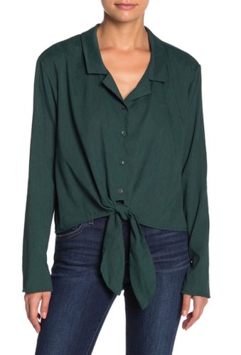 Imbracaminte femei line dot hart front tie shirt myrtle green