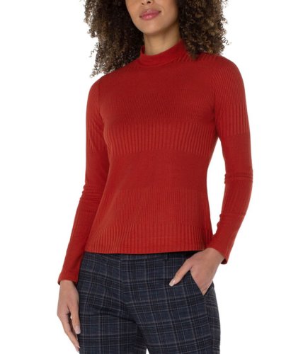 Imbracaminte femei liverpool mock neck long sleeve rib knit top rust red