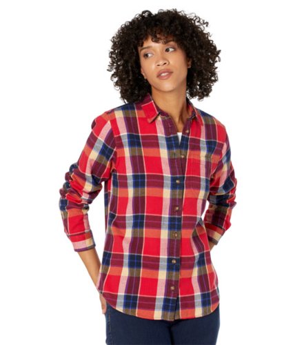 Imbracaminte femei llbean organic flannel shirt plaid classic red