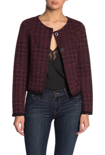 Imbracaminte femei lola made in italy tassel trimmed houndstooth jacket burgundy