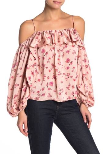 Imbracaminte femei love stitch blouson cold shoulder floral blouse desert rosemau
