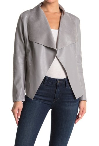Imbracaminte femei love token caleb faux leather foldover drape jacket grey