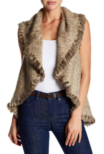 Imbracaminte femei love token genuine rabbit fur trim vest natural
