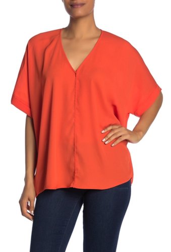 Imbracaminte femei love token v-neck dolman sleeve highlow blouse orange