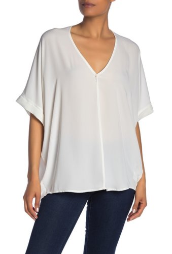 Imbracaminte femei love token v-neck dolman sleeve highlow blouse white
