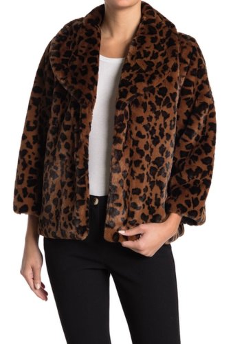 Imbracaminte femei love token willow dean leopard print faux fur coat leopard