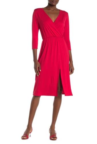 Imbracaminte femei loveappella long sleeve wrap dress with slit red