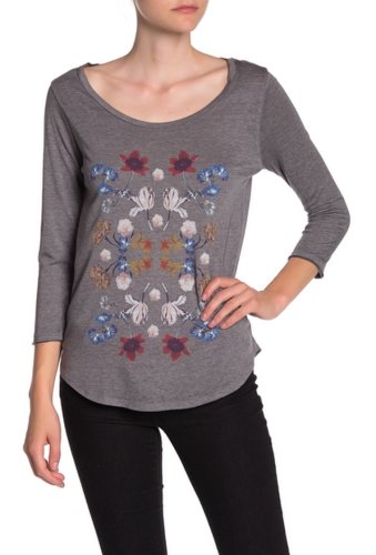 Imbracaminte femei lucky brand botanical mandala floral print t-shirt heather gr