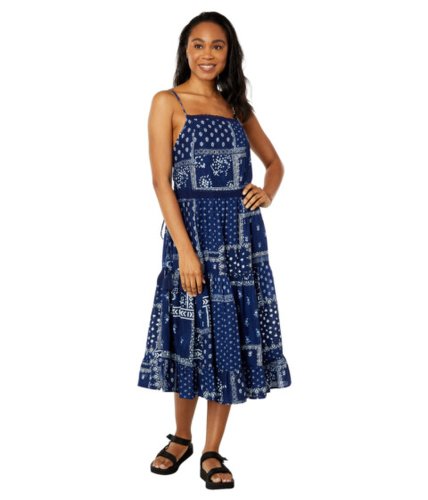 Imbracaminte femei lucky brand patchwork printed midi dress indigo multi