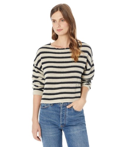 Imbracaminte femei lucky brand pointelle stripe sweater black peyote stripe