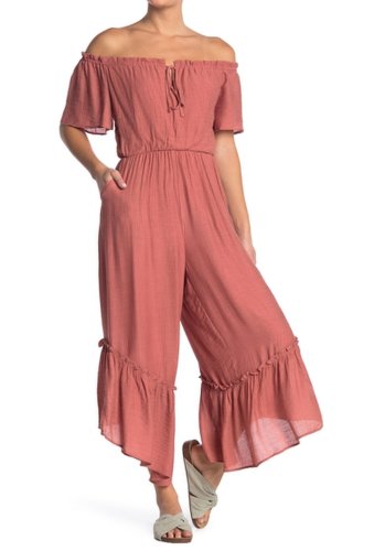 Imbracaminte femei lush off-the-shoulder cropped ruffle jumpsuit canyon ros