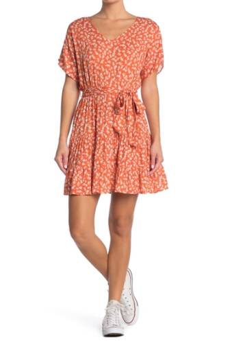 Imbracaminte femei lush printed tie front ruffle skirt dress orange blo