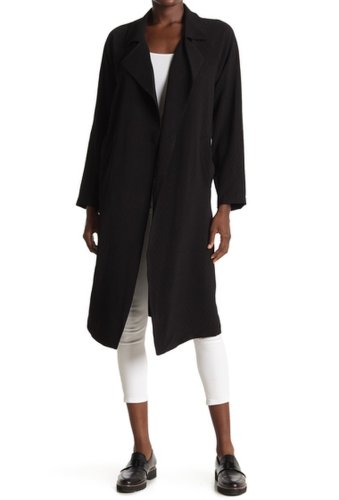 Imbracaminte femei lush textured open front trench duster black