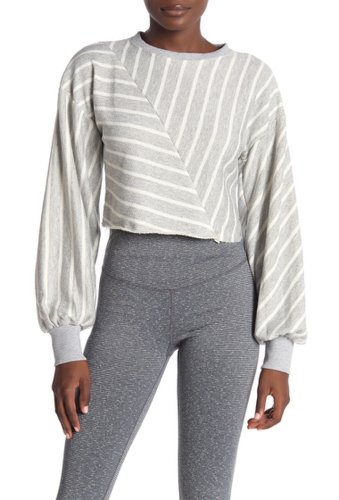 Imbracaminte femei maaji strike stripe graphite cropped sweater med gray