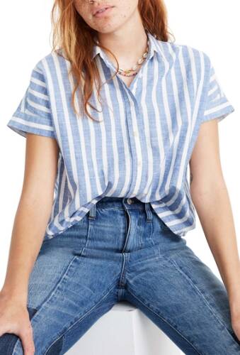 Imbracaminte femei madewell stripe crop button-up shirt soft blue stripe