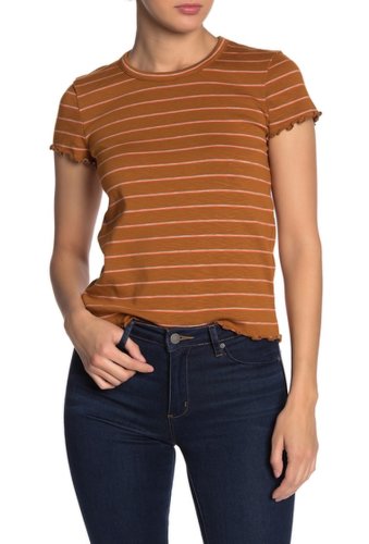 Imbracaminte femei madewell stripe print cropped baby t-shirt golden pecan crepe s