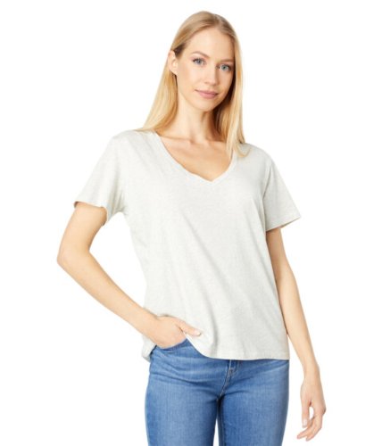 Imbracaminte femei majestic filatures cotton silk touch semi relaxed short sleeve v-neck tee brume chine