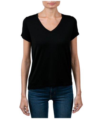 Imbracaminte femei majestic filatures soft touch semi relaxed v-neck t-shirt noir
