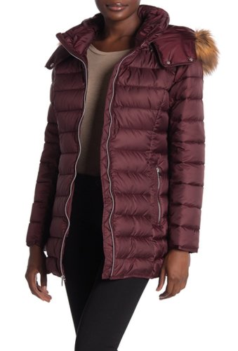 Imbracaminte femei marc new york by andrew marc eleanor zip up faux fur lined coat burgundy