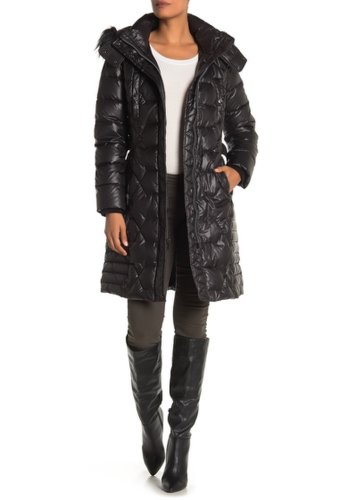 Imbracaminte femei marc new york by andrew marc faux fur hood belted puffer coat black