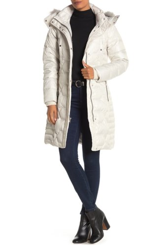 Imbracaminte femei marc new york by andrew marc faux fur hood belted puffer coat pearl