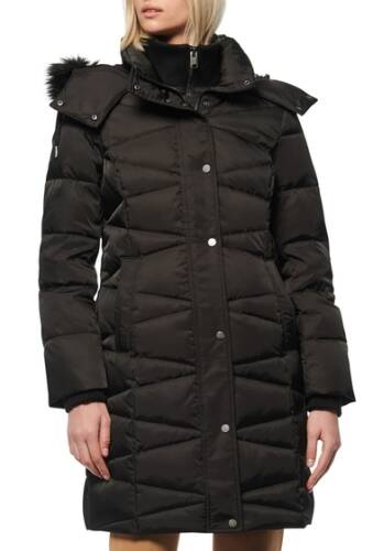 Imbracaminte femei marc new york by andrew marc malabar bib front faux fur trim quilted puffer jacket black