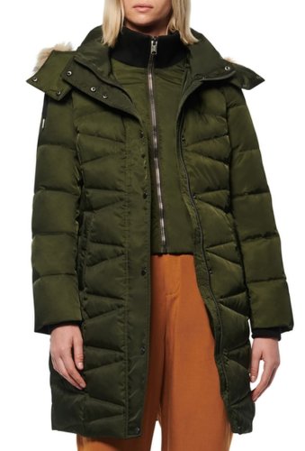 Imbracaminte femei marc new york by andrew marc malabar bib front faux fur trim quilted puffer jacket hunter
