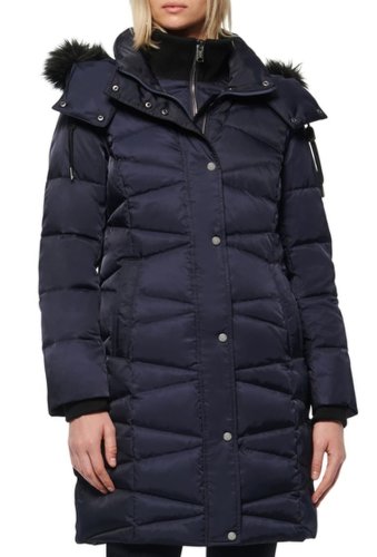 Imbracaminte femei marc new york by andrew marc malabar bib front faux fur trim quilted puffer jacket ink