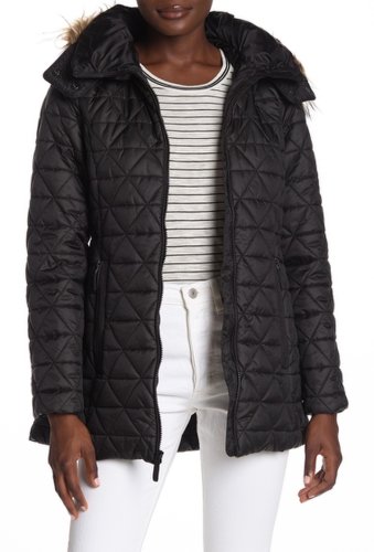 Imbracaminte femei marc new york by andrew marc rosebank quilted faux fur trim hood coat black