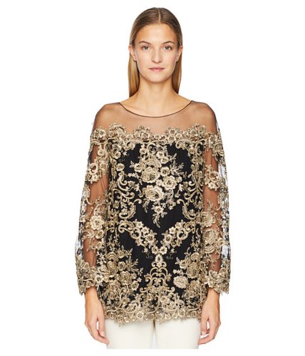 Imbracaminte femei marchesa corded lace off the shoulder tunic with 34 length sleeves blackgold