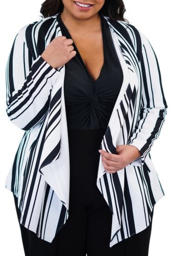 Imbracaminte femei maree pour toi flyaway stripe jacket plus size whiteblack