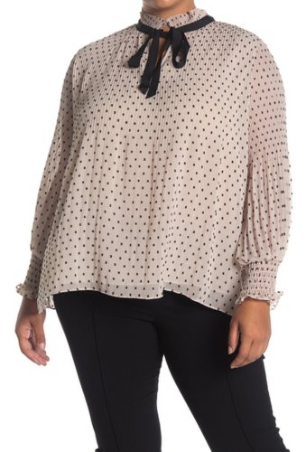 Imbracaminte femei max studio clip dot pleated blouse plus size blsbk720