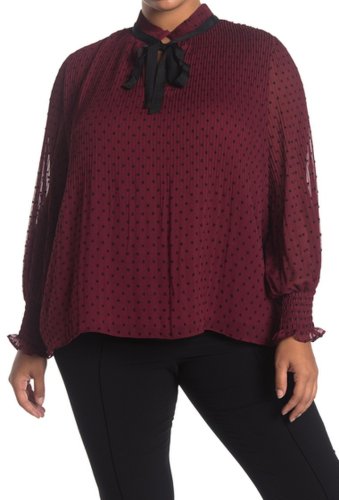 Imbracaminte femei max studio clip dot pleated blouse plus size oxbbk720